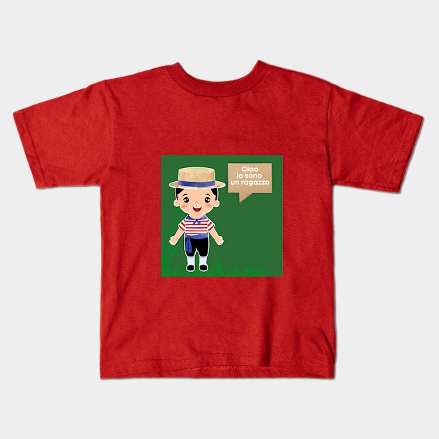 Ciao Io Sono Un Ragazzo Kids T-Shirt by livmilano